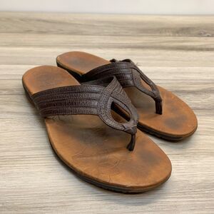 Merrell Womens Shoes Brown 8 M Leather Mahogany Toe Thong Comfort Casual Sandals